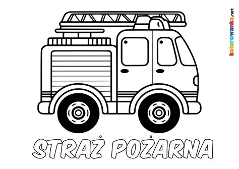 Kolorowanka ze Strażakiem Samem i jego wozem strażackim Jupiter