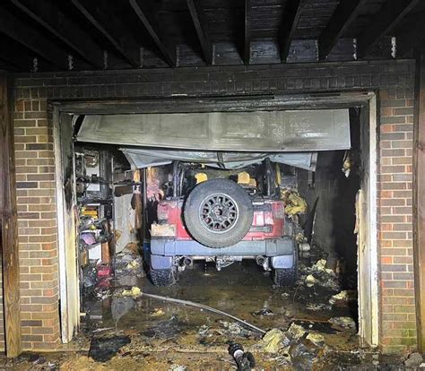 Photo of a burnt garage or fire damage aftermath