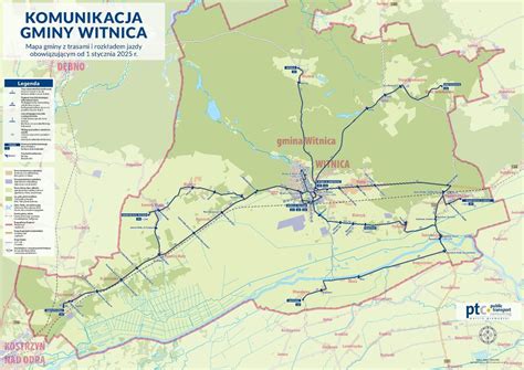 Mapa Gminy Witnica z zaznaczonymi miejscami pożarów