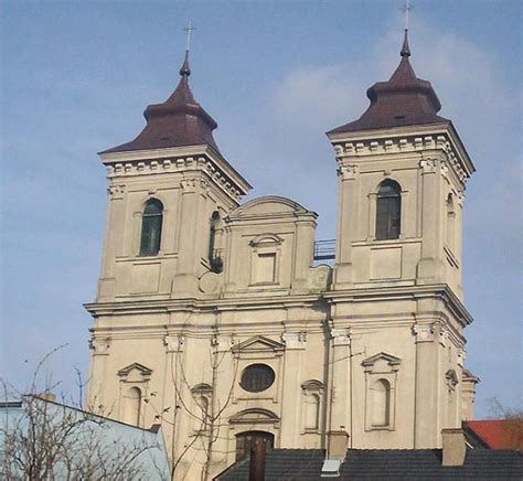 Ilustracja przedstawiająca kościół w Lesznie po pożarze z 1707 roku