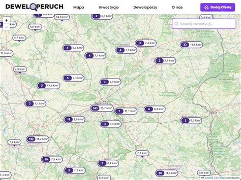 Interaktywna mapa z ofertami noclegowymi przy ulicy Kościuszki w Dobieszowicach