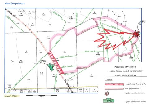 Mapa strategicznego wypalania lasu w celu stworzenia linii obrony przed pożarem