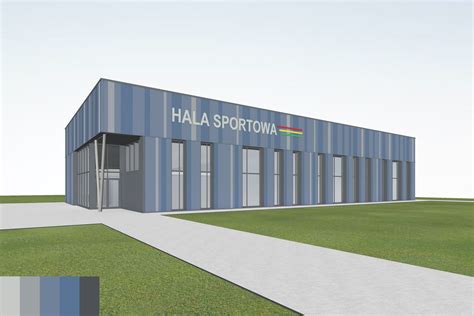 Wizualizacja hali sportowej z ustawieniem boiska do futsalu