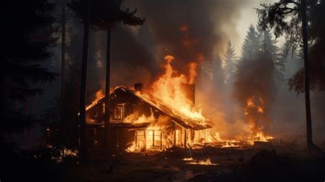 Thematic photo of a house fire in a village