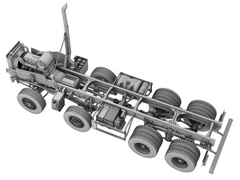 Diagram of 8x4 tridem chassis with steering rear axle