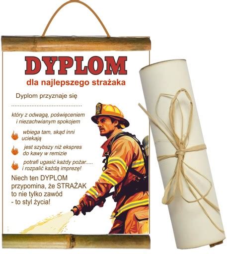 elegancki dyplom dla strażaka z personalizacją