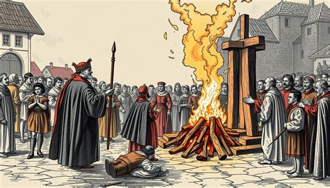 Historyczna ilustracja płonącego kościoła