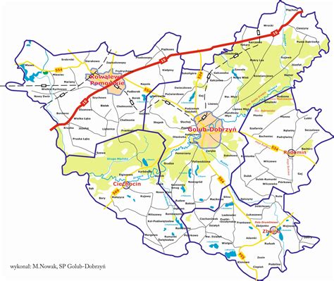 Mapa powiatu sokólskiego z zaznaczonymi miejscowościami Geniusze i Lipiny