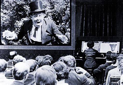 Illustration of a silent film pianist (taper)