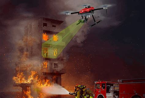 Thematic photo of a firefighter using a drone for rescue operations
