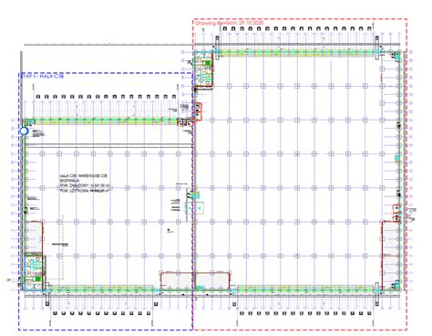 schematyczny plan magazynu objętego pożarem i jego otoczenia