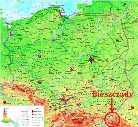 mapa Bieszczad z zaznaczonymi obszarami inwestycji