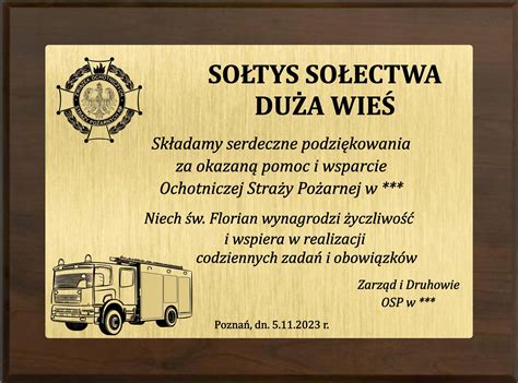 Dyplom pamiątkowy wręczony za zasługi dla OSP Ciche Środkowe