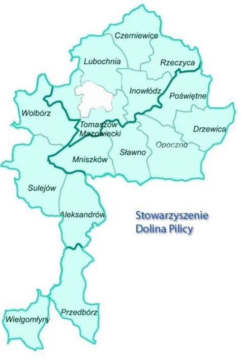 Mapa obszaru działania Stowarzyszenia Dolina Pilicy