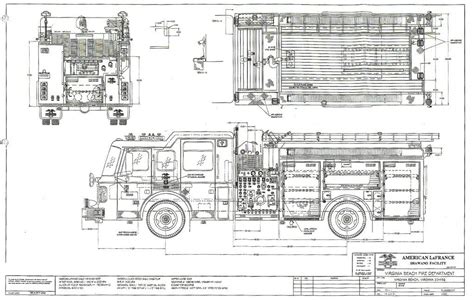 Detailed infographic showing the layout of equipment inside a light fire truck or a schematic of its body construction.