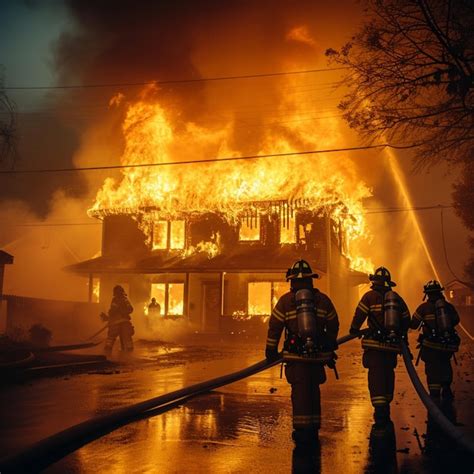Infographics on how firefighters extinguish a house fire, showing water sources