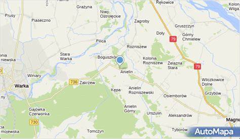 Map of Gmina Magnuszew with Anielin highlighted