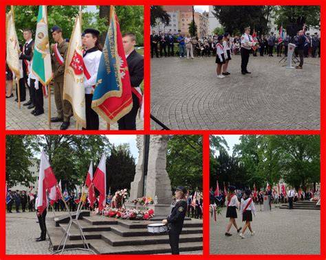 zdjęcie pochodów podczas uroczystości 3 Maja w Dobrej