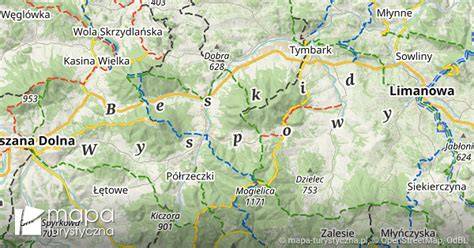 mapa szlaków turystycznych Beskidu Wyspowego