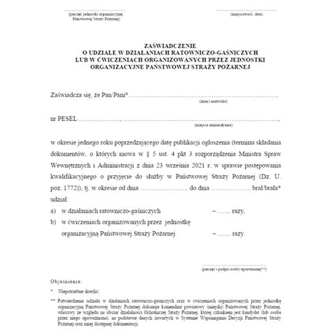 Wizualizacja formularza podania o przyjęcie do służby w PSP