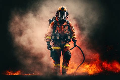 Thematic photo of a firefighter in action