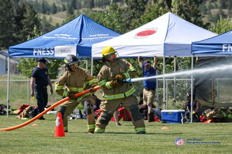 Thematic photo of firefighters during a fire-sport competition, possibly a combat exercise