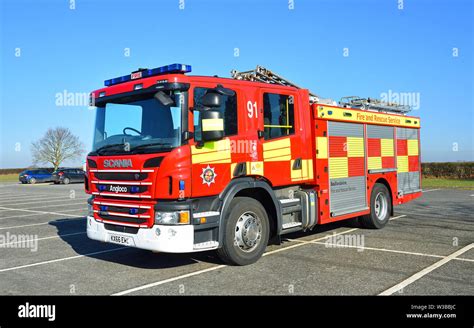 Photo of modern fire trucks on display