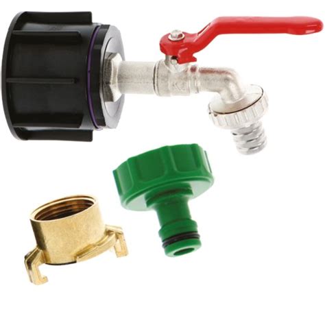 Kolekcja różnorodnych adapterów, redukcji i zaworów do kontenerów IBC