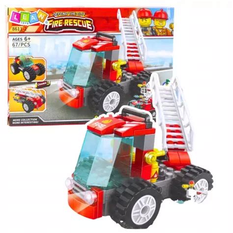 Zestaw strażacki LEAN Toys z wozem, quadem, kaskiem i figurkami