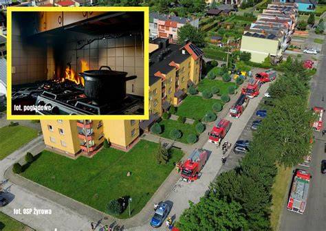 Pożar garnka z olejem na kuchence
