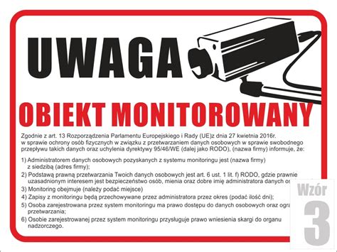 Tablica informująca o monitoringu RODO