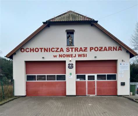 Zewnętrzny widok remizy OSP we wsi Węgajty