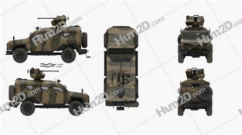 Render pojazdu SandCat M-LPV z oznaczeniem modułu uzbrojenia