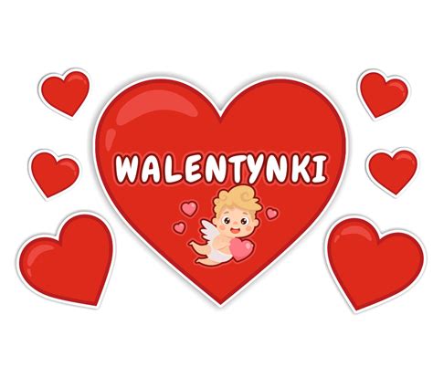 Kartki walentynkowe, serca, amorki