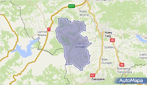 Mapa lokalizacji jednostek OSP na terenie gminy Czarny Dunajec
