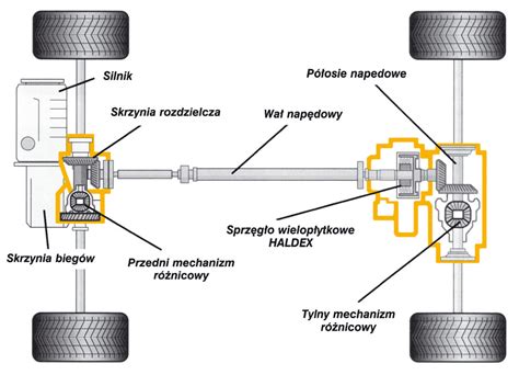 schemat układu napędowego 4x4 w samochodzie MAN
