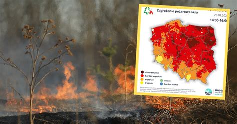 Zrzut ekranu z mapy zagrożenia pożarowego