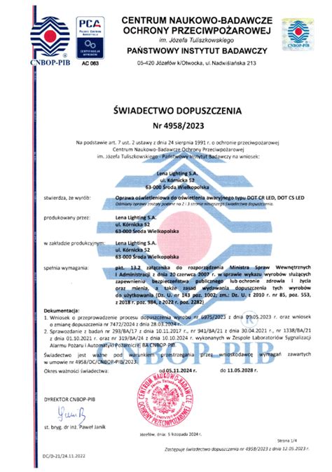 Certyfikat dopuszczenia CNBOP dla koca gaśniczego