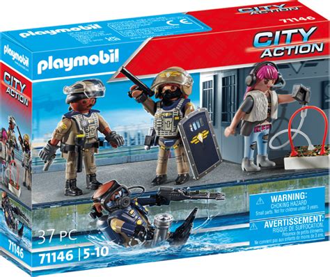 ilustracja przedstawiająca różnorodne zestawy Playmobil City Action