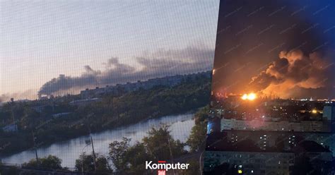 zdjęcie satelitarne rafinerii Łukoila w Wołgogradzie z widocznym dymem