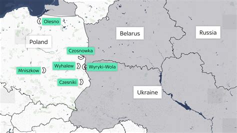 Map showing the Poland-Belarus border area and the location of Michałowo