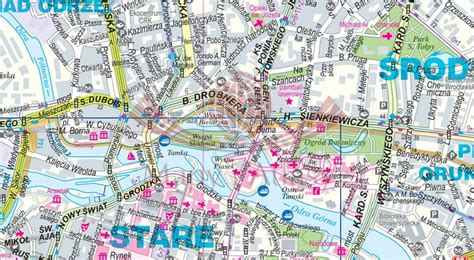 mapa Wrocławia z zaznaczoną lokalizacją pożaru i strefą potencjalnego zanieczyszczenia