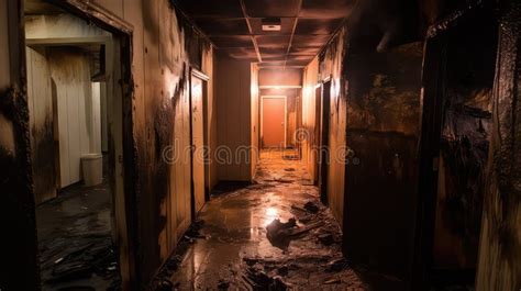 Thematic photo of fire damage in an apartment hallway