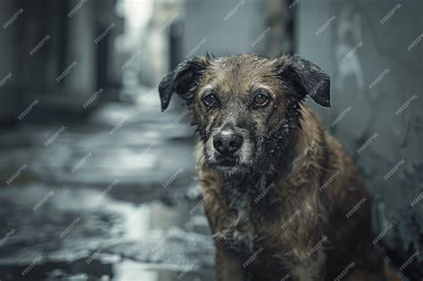 Thematic photo: dog sitting alone, looking sad, representing loss