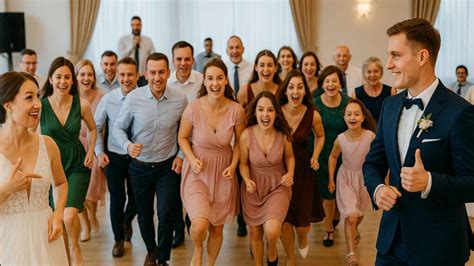 Stoisko z foto magnesami na weselu, goście pozujący do zdjęć z rekwizytami
