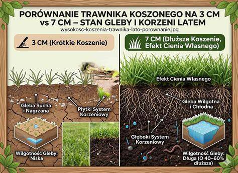 Infografika porównująca różnorodność biologiczną trawnika często koszonego i łąki koszonej raz w roku