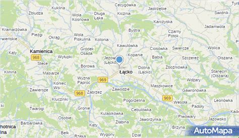 Zestawienie mapy interwencji OSP Łącko (mapa punktowa/cieplna).