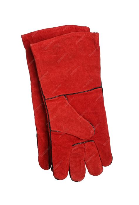 Photo of red protective gloves for youth firefighters