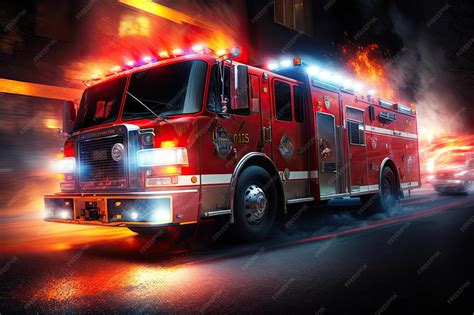 Thematic photo of emergency vehicles responding to a fire at night
