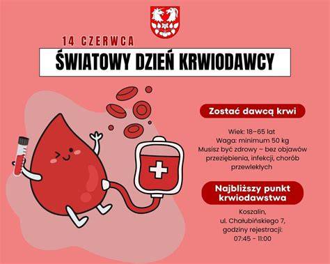 Schemat przedstawiający uprawnienia krwiodawcy: dzień oddania krwi + dzień następny z prawem do 100% uposażenia.